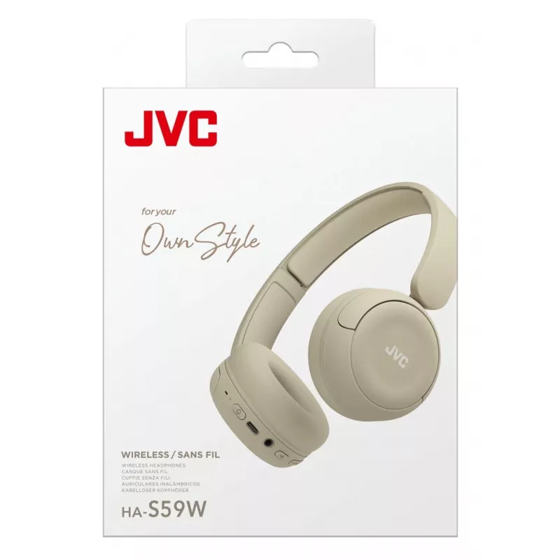 Ausinės JVC HA-S59W belaidės ir laidinės, USB Type-C, Bluetooth, smėlio spalvos