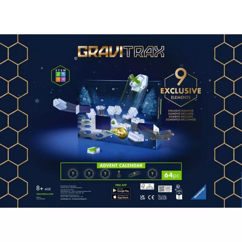 Ravensburger Advent Calendar GraviTrax Slopes – Kalėdinis kalendorius su gravitacinių takelių rinkiniu