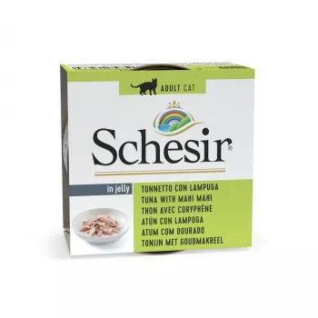 Schesir Oceanic Adult šlapias ėdalas katėms drebučiuose, tunas su mahi mahi, 85 g