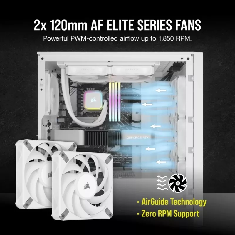 CORSAIR iCUE H100i RGB ELITE procesoriaus vandens aušinimo sistema 1 pakuotė balta 120 mm