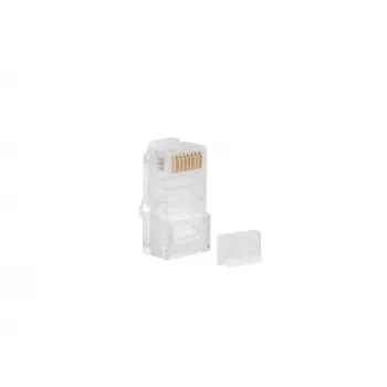 LANBERG RJ-45 kištukas PLU-6000 Cat6 U/UTP kabeliams, permatomas/baltas, 100 vnt. pakuotė