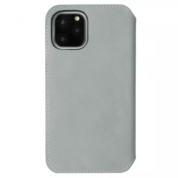 Dėklas-piniginė Krusell Sunne, Apple iPhone 11 Pro, senovinė pilka, odinis užlenkiamas dėklas su kortelių kišene