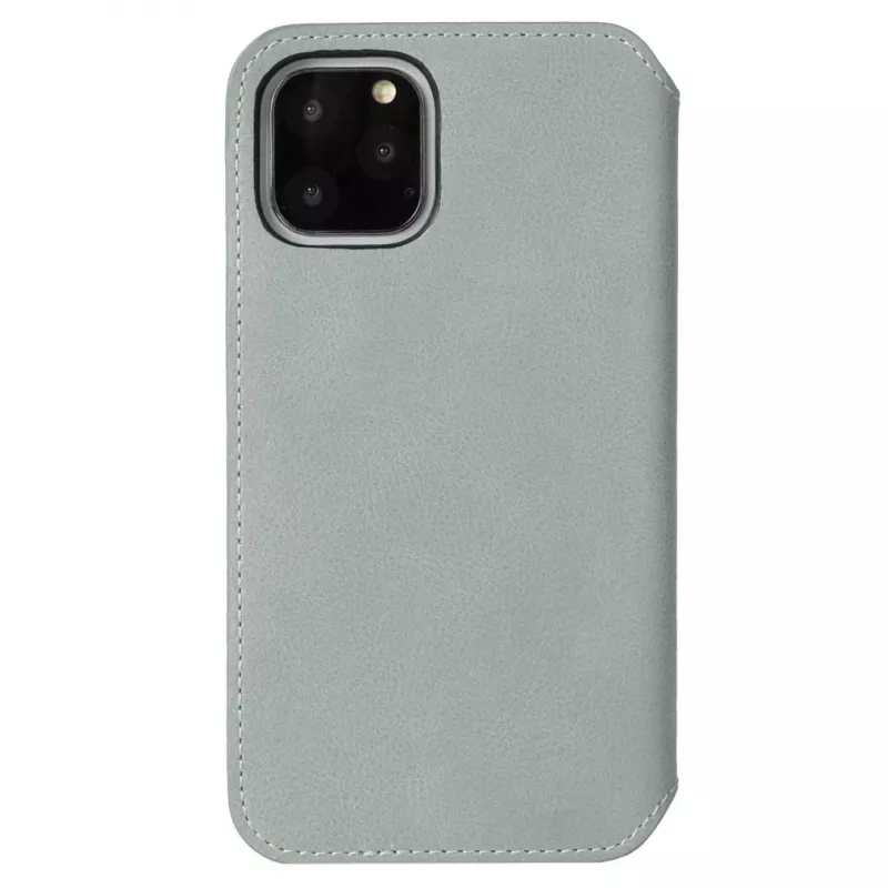 Dėklas-piniginė Krusell Sunne, Apple iPhone 11 Pro, senovinė pilka, odinis užlenkiamas dėklas su kortelių kišene