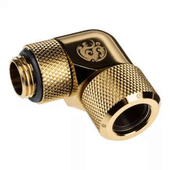 Bitspower Advanced Multi-Link adapterio jungtis 90 laipsnių G1/4 colio AG prie 12 mm AD kietvamzdžio - pasukama, žalvarinė