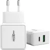 ANSMANN HC218PD - maitinimo blokas - 18 W - 3000 mA - PD, QC 3.0 - 2 išvesties prievadai (USB, USB-C) - baltas (1001-0111)