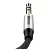 Baseus Yiven garso kabelis 3.5 mm vyriškas M30 1.5 m sidabrinis+juodas