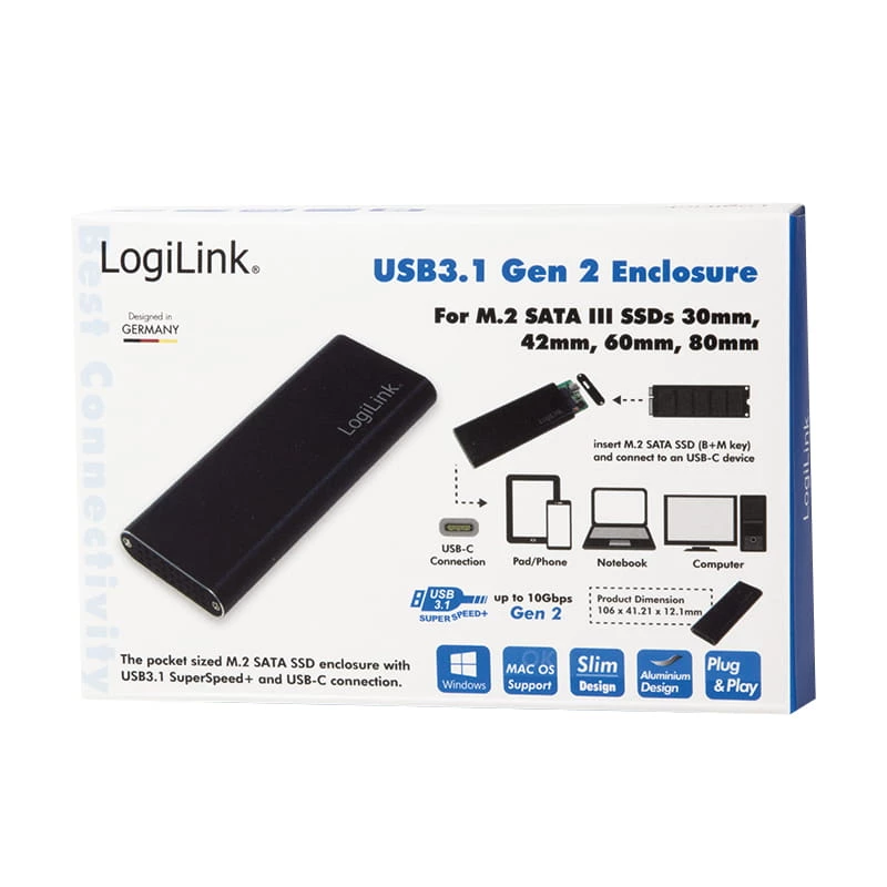 SSD korpusas LogiLink UA0314 Juodas M.2