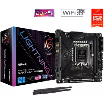 ASRock B760I Lightning WiFi DDR5 Mini-ITX pagrindinė plokštė LGA1700