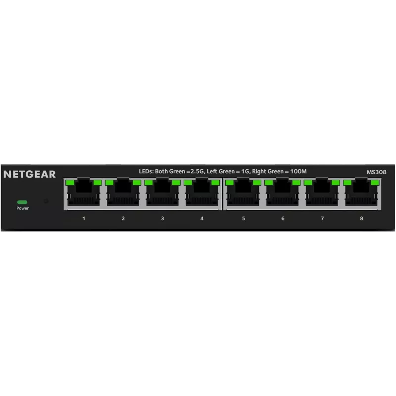 NETGEAR MS308 nevaldomas 2.5G Ethernet jungiklis, 8 prievadai, juodas