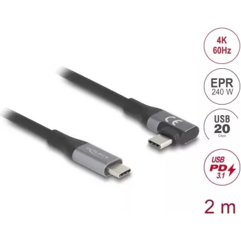 USB-C laidas DeLOCK 81132 2m, juodas, 20 Gbit/s