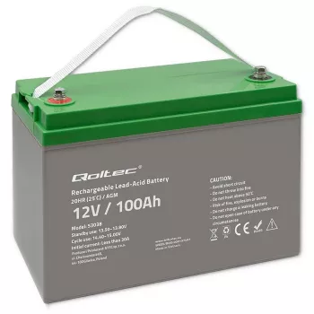 Qoltec 53038 AGM akumuliatorius | 12V | 100Ah | max 1200A