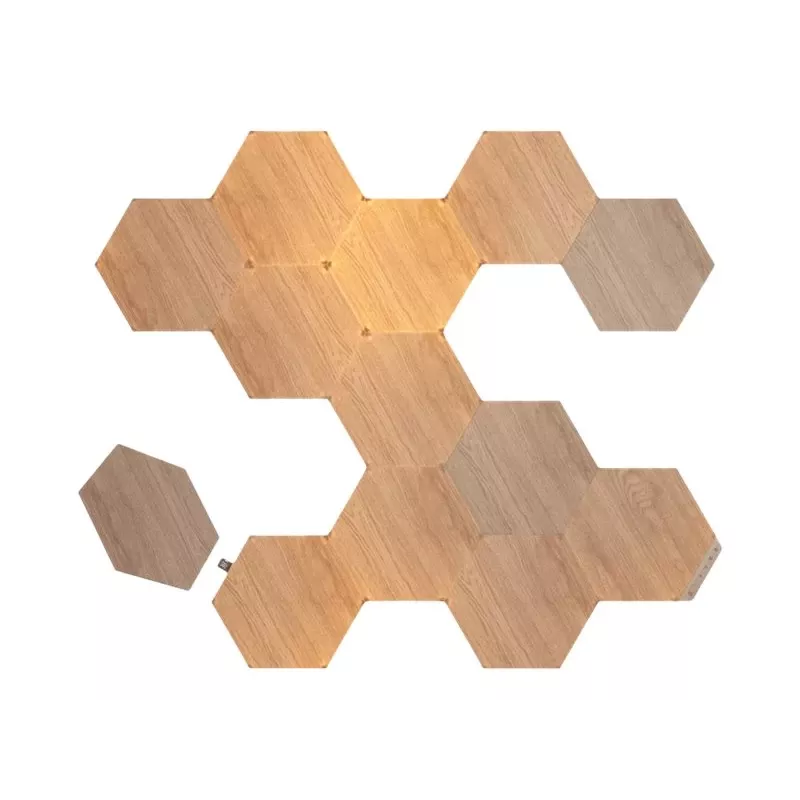 Nanoleaf Elements Wood Look Hexagons Starter Kit (13 plokščių) | Šalta balta + Šilta balta