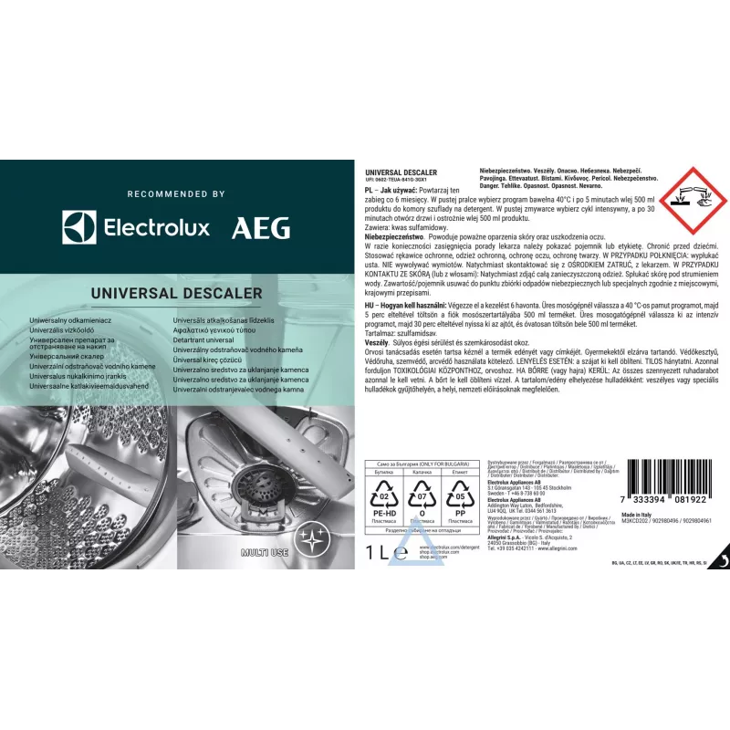Nuosėdų šalinimo skystis Electrolux M3KCD202 1 L – universalus virduliams, kavos aparatams, lygintuvams
