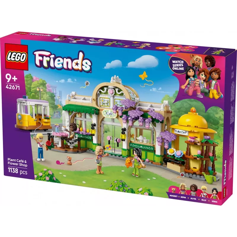 LEGO Friends 42671 Augalų kavinė ir gėlių parduotuvė – statybos rinkinys su kavine ir gėlių parduotuve
