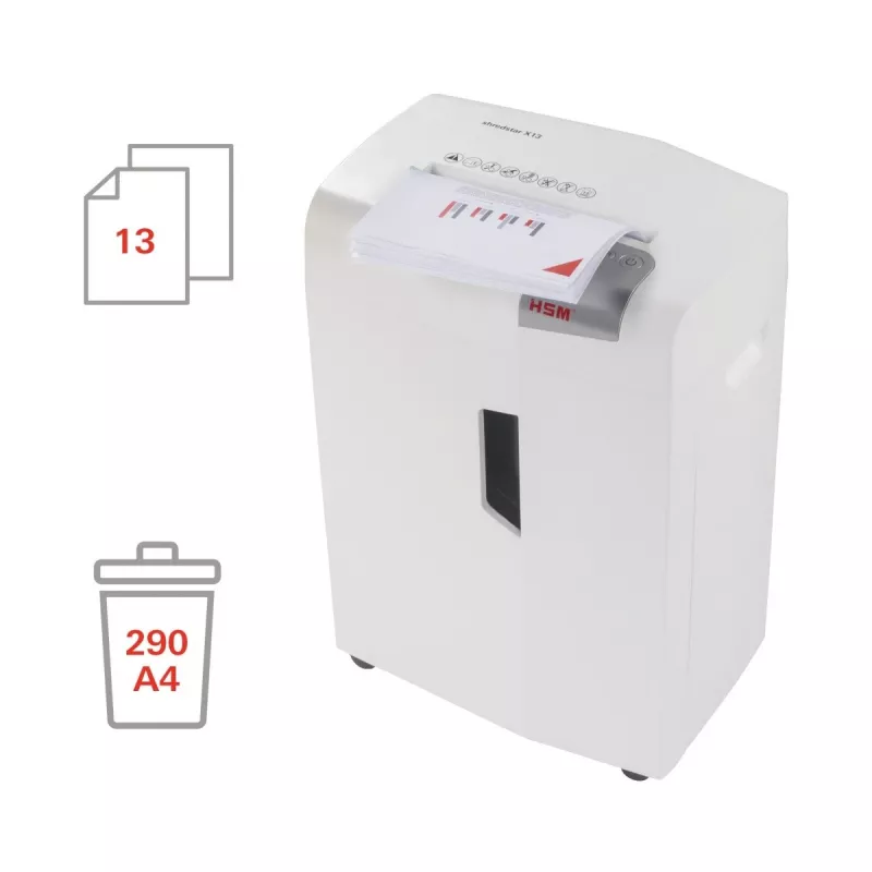 HSM shredstar X13 dokumentų smulkintuvas, 4 x 37 mm, su atskiru CD pjovimo mechanizmu
