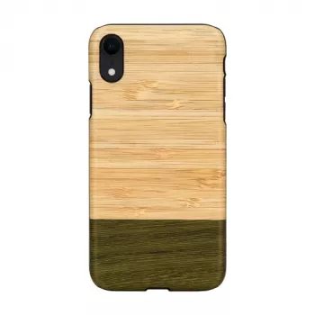Dėklas iš medžio ir polikarbonato iPhone XR – bambuko miškas juodas