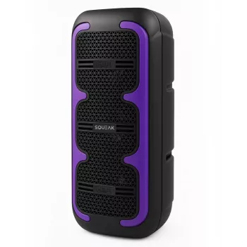Nešiojamas stereo garsiakalbis SQUEAK SQ1009 — Bluetooth 5.3, 45W RMS, 10h baterija, FM, USB, AUX, LED, 1800 mAh, Juodas
