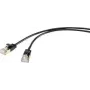Renkforce RF-4538184 RJ45 tinklo kabelis, jungiamasis kabelis CAT 8.1 F/FTP 25,00 cm juodas itin plonas, auksuoti kištukų kontaktai 1 vnt.