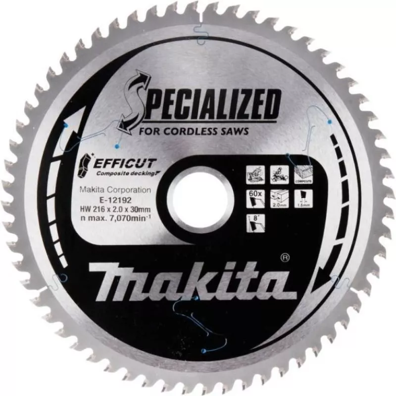 Makita Efficut – diskinis pjūklo diskas – medienai, metalui, WPC (medžio-plastiko kompozitams)