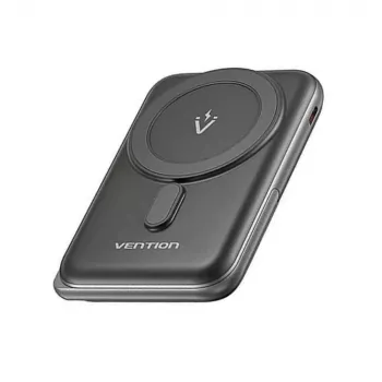 Power bank Vention 10000mAh magnetinis belaidis 20W, 1×USB-C, juodas