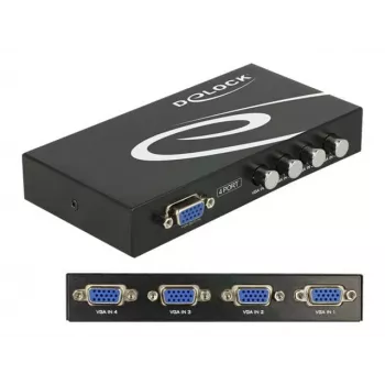DeLock Switch VGA 4 prievadų rankinis dvipusis – vaizdo jungiklis – 4 x VGA – stalinis (87635)