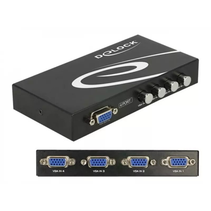 DeLock Switch VGA 4 prievadų rankinis dvipusis – vaizdo jungiklis – 4 x VGA – stalinis (87635)