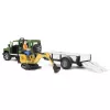 Žaislinis automobilis BRUDER Land Rover Defender su priekaba ir ekskavatoriumi JCB 8010 CTS