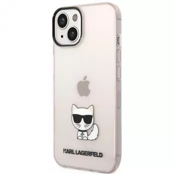 Karl Lagerfeld KLHCP14MCTRI kietas dėklas iPhone 14 Plus / 15 Plus 6.7 rožinis / rožinis permatomas Choupette Body