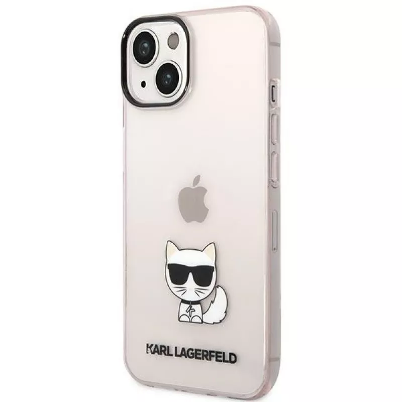 Karl Lagerfeld KLHCP14MCTRI kietas dėklas iPhone 14 Plus / 15 Plus 6.7 rožinis / rožinis permatomas Choupette Body