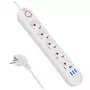 Maitinimo blokas MACLEAN MCE395 W – 5 lizdai, 3× USB A, 110–240 V AC, 2,1 A USB, max 2500 W, baltas, 1,5 m laidas