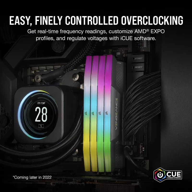CORSAIR VENGEANCE RGB 32GB 2x16GB DDR5 6000MT/s DIMM Unbuffered 36-44-44-96 Std PMIC AMD EXPO Grey Heatspreader Black PCB 1.4V