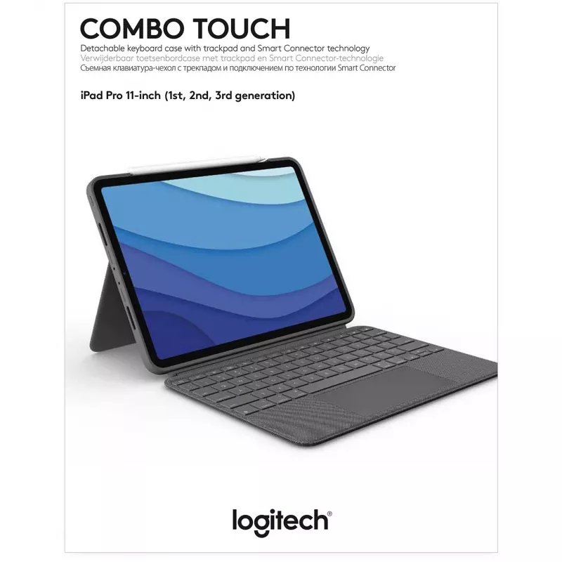 Dėklas su klaviatūra Combo Touch US iPad Pro 11 1,2,3 Gen pilka