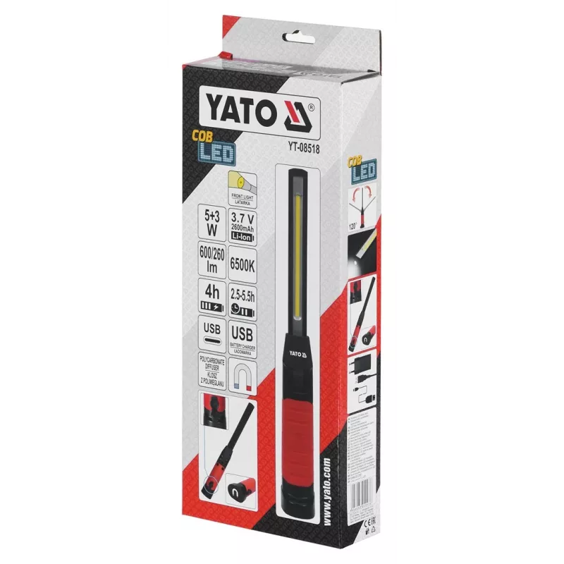 Yato YT-08518 darbinė lempa Juoda LED 8 W