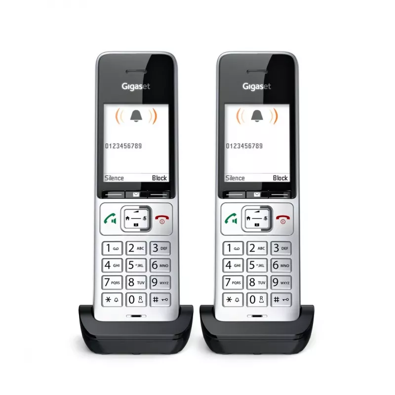 Gigaset COMFORT 500HX duo analoginis/DECT belaidis telefonas su skambučio numerio rodymu, juodas/sidabrinis