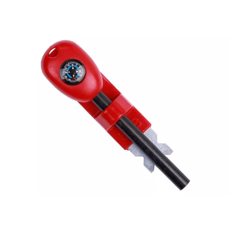 Išgyvenimo kompasas BCB CN340 – švytintis ciferblatas, plastikinė rankena, 110 mm, 47 g, raudonas