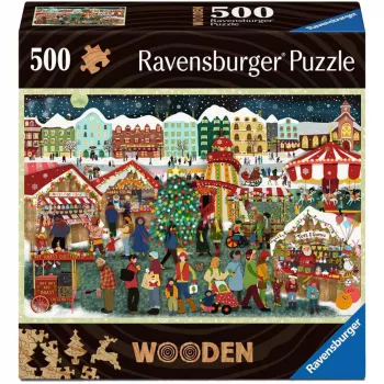Ravensburger Wooden Puzzle Christmas Market – 500 dalių medinis dėlionė