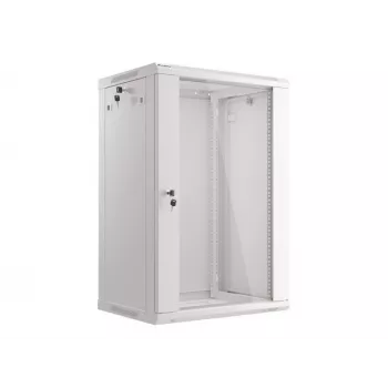 Lanberg sieninis montažinis stovo spintas 19'' 18U 600x450mm pilkas (stiklinės durys)