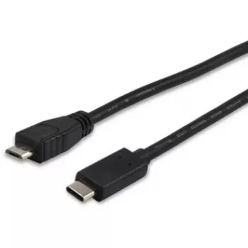 Equip USB 2.0 Type C į Micro-B laidas, 1 m, Micro-USB B, USB C, USB 2.0, Kištukas/Kištukas, Juoda