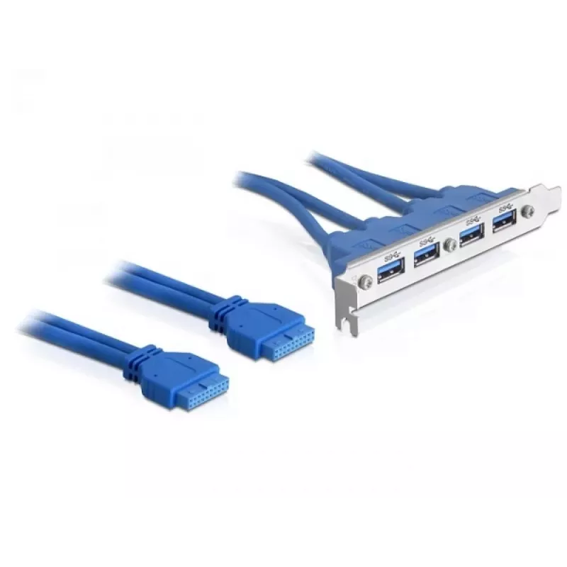 DeLOCK Slotblech USB 3.0 vidinis 19 kontaktų lizdas 2 x vidinis > 4 x USB 3.0-A išorinis lizdas (82974)