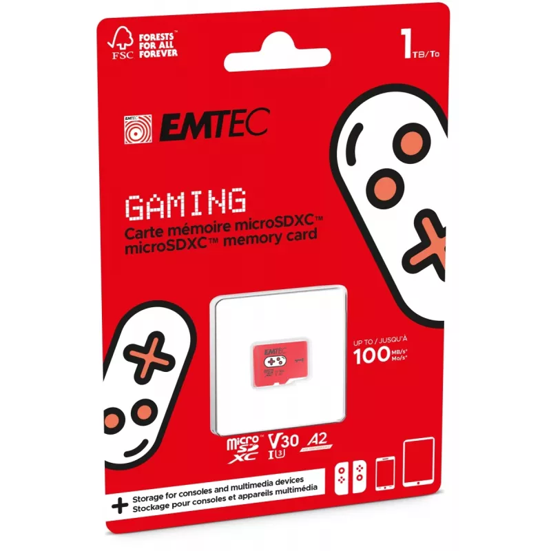 „Emtec“ 1TB microSDXC atminties kortelė UHS-I U3 V30 A2 Gaming Rouge (ECMSDM1TXCU3G)