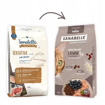 Sausas kačių ėdalas Bosch Sanabelle Life Sensitive – ėriena ir mėlynės, 8 kg, suaugusioms, be grūdų, 31% baltymų