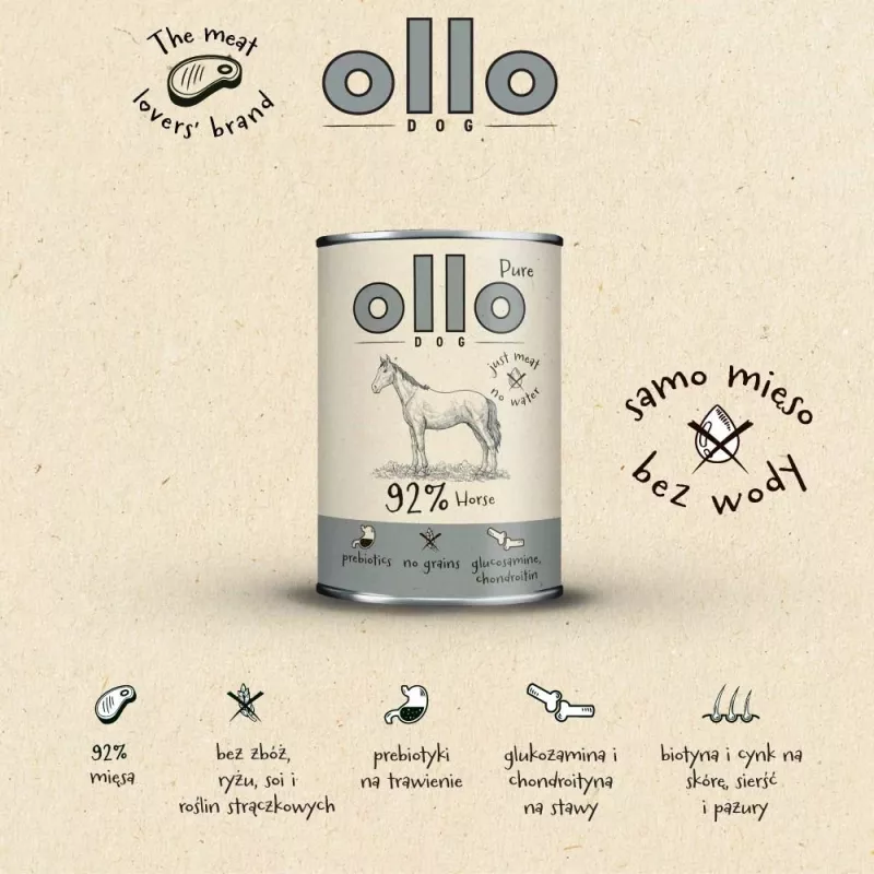 OLLO Pure Horse šlapias ėdalas šunims – 400 g