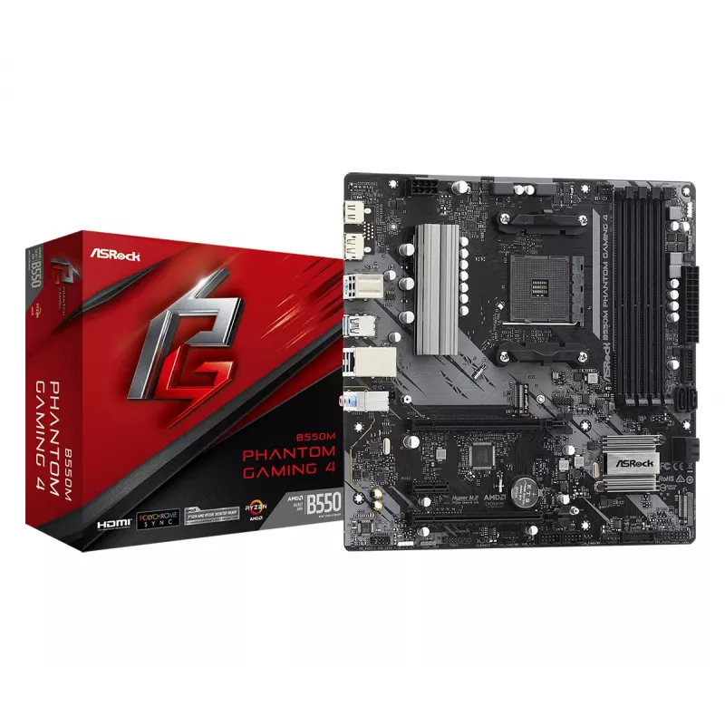 Motininė plokštė ASRock B550M Phantom Gaming 4 AMD B550 Socket AM4 micro ATX