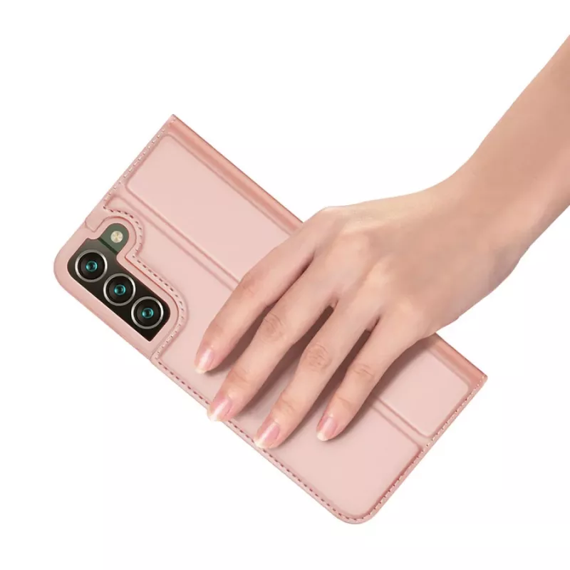 Dux Ducis Skin Pro dėklas su užsegimu ir laikikliu Samsung Galaxy S22+ (S22 Plus) rožinis