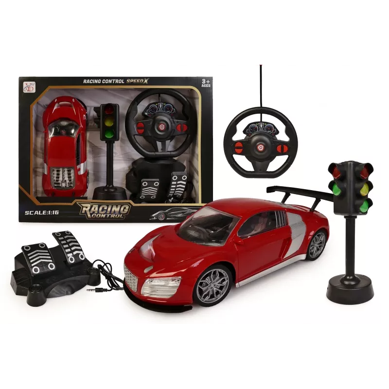 Valdomas automobilis Artyk modelis 177927 su vairo pulteliu ir šviesos signalais