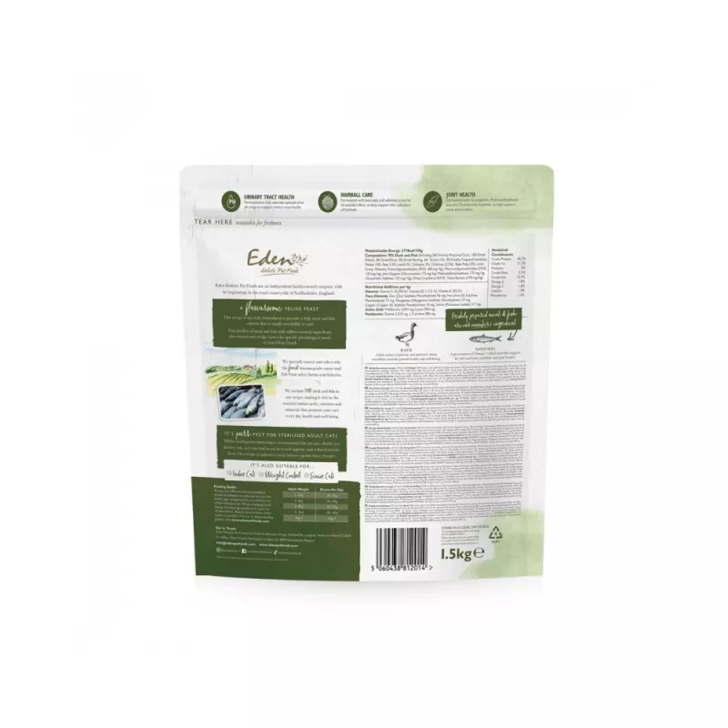 EDEN Duck & Sardine - sausas kačių ėdalas - 1,5 kg