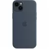 Silicone dėklas Apple iPhone 14 Plus MagSafe Storm Blue