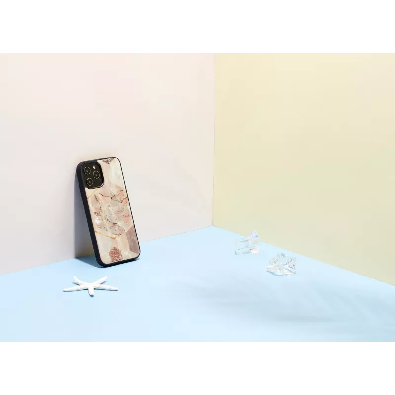 Apsauginis dėklas iKins Apple iPhone 12 / 12 Pro – rožinio marmuro dizainas
