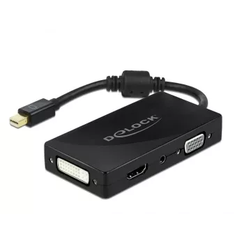 Adapteris DeLOCK Mini DisplayPort 1.2 į VGA HDMI DVI Audio 4K pasyvus juodas