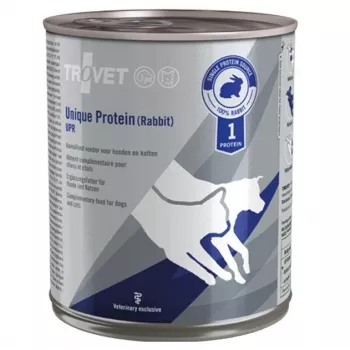 Šlapias ėdalas TROVET Unique Protein UPR Rabbit 800 g – triušiena suaugusiems katėms ir šunims, alergijų formulė, be glitimo ir sojos